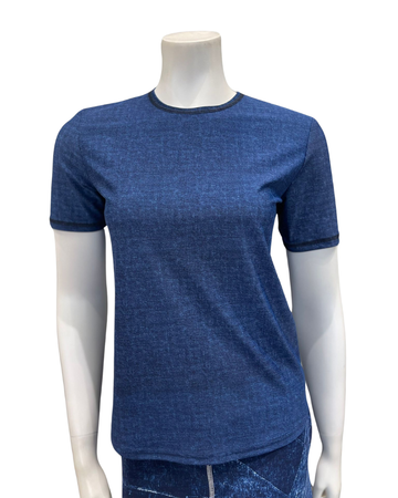 Seashells S6816 Washed Denim Short Sleeve Swim Top Myselflingerie.com